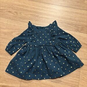 Carter's Teal Dress with Gold Polka Dots